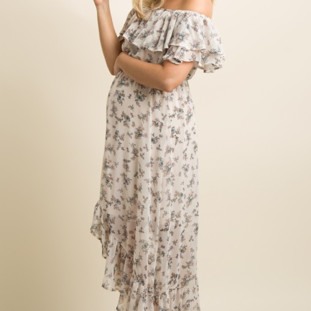 Pink Blush Off the Shoulder High Low Dress